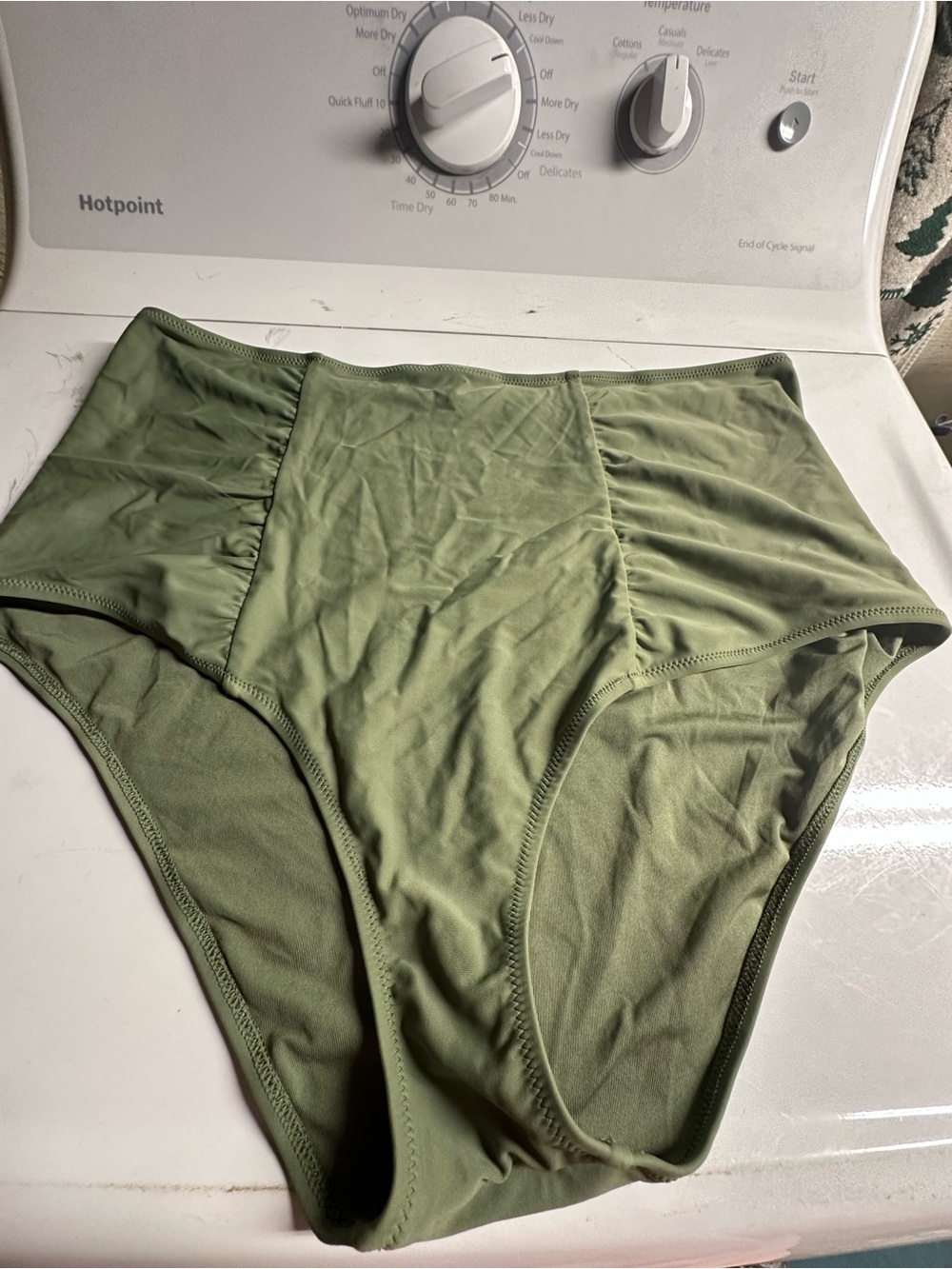 aerie Olive Green High-Waist Swim Bottoms